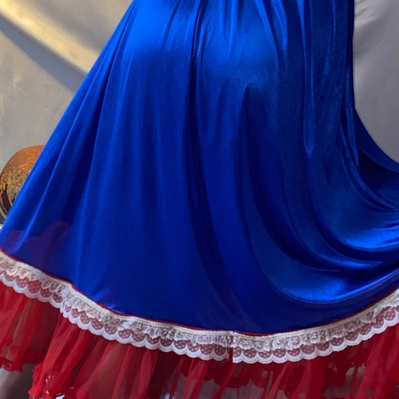 Vtg silky sissy Snow White Blue Frilly Nightgown Db chiffon lace Gown - Picture 7 of 12